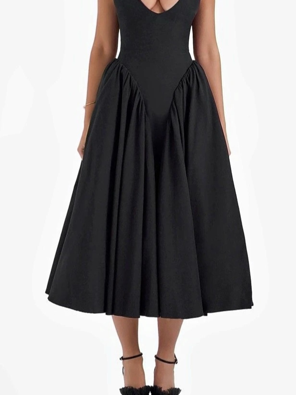 House of CB Marilyn Halter Midi Dress Black Medium